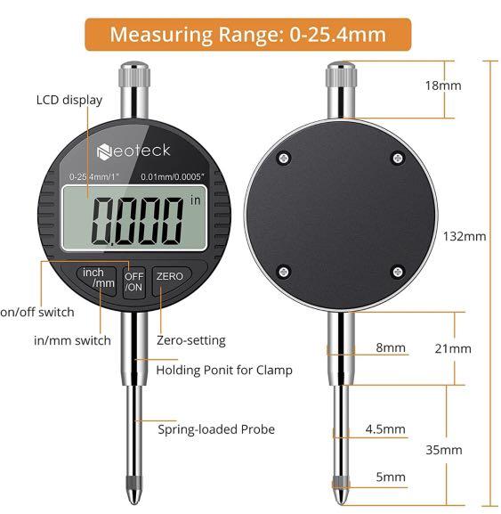 Neoteck Store Neoteck DTI Electronic Digital Dial Indicator 1''/25.4mm