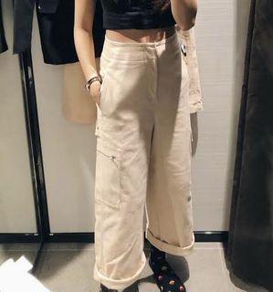 Zara basic brown paperbag trousers 