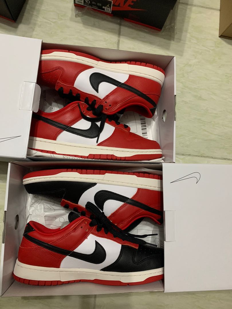 Nike Dunk Low By You- Chicago and Black Toe Custom, Men's Fashion,  Footwear, Sneakers on Carousell