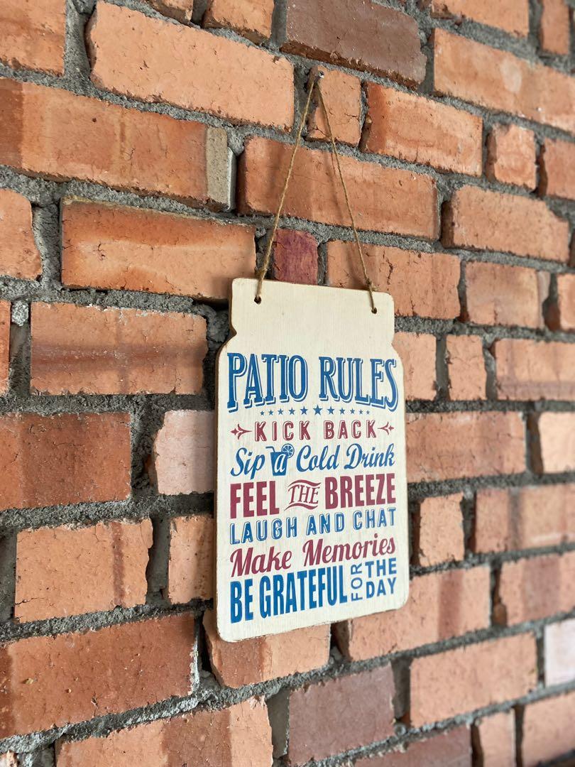 Patio rules wall plaque, Furniture & Home Living, Home Decor, Wall