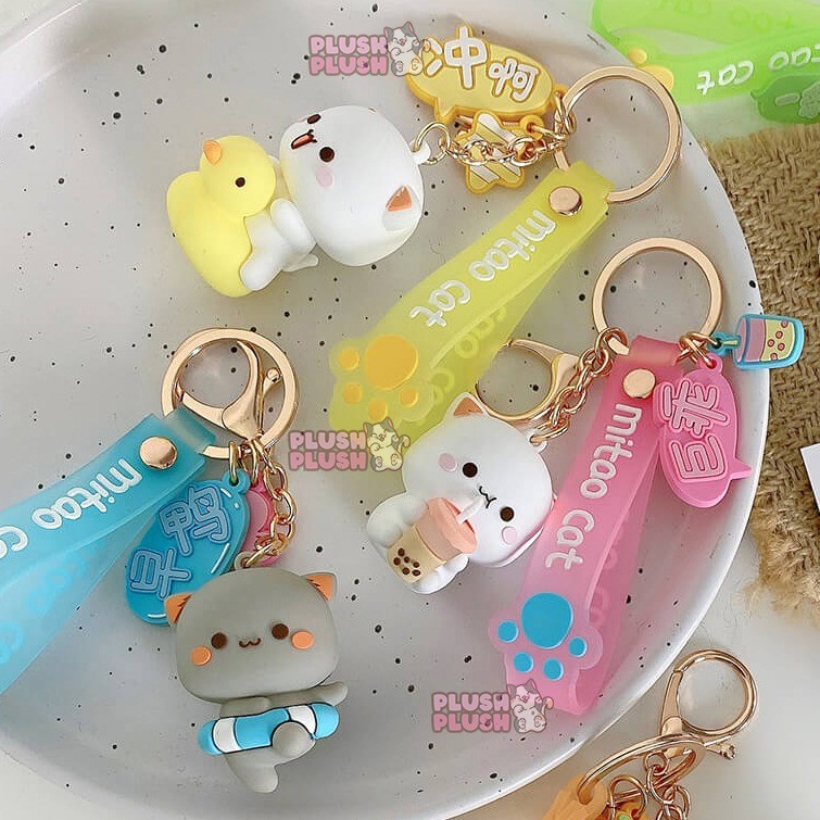 Peach and Goma Mitao Cat Keychains, Hobbies & Toys, Toys & Games on ...