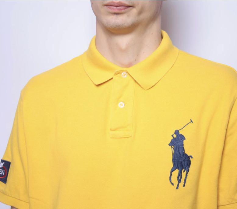 近全新Polo Ralph Lauren 限量男款復古亮黃色大馬短袖上衣, 他的時尚