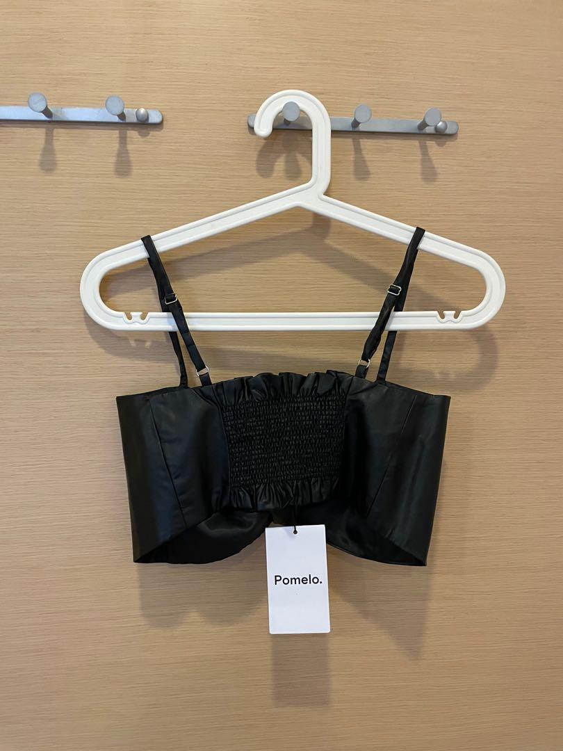 Faux Leather Bralette - Black - Pomelo Fashion