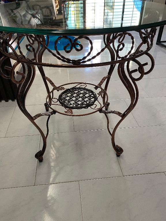 Wrought Iron Tea Table with Chairs, Furniture & Home Living, Furniture ...