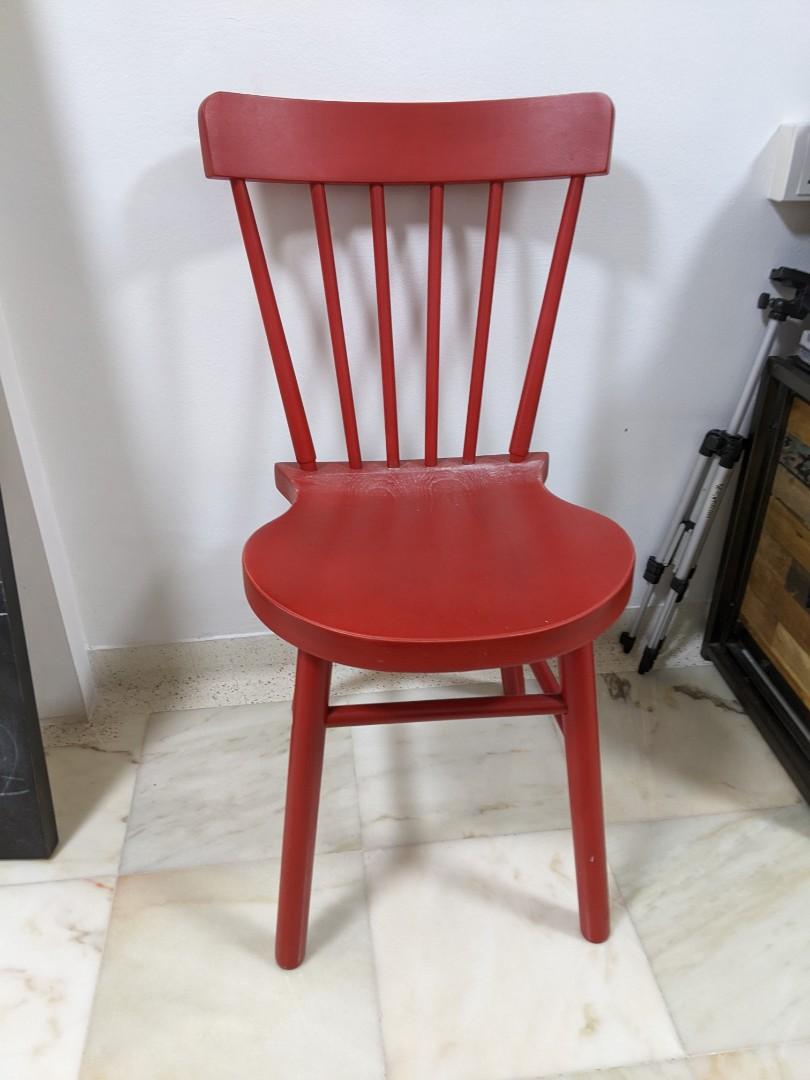 Red Ikea chair, Furniture & Home Living, Furniture, Chairs on Carousell