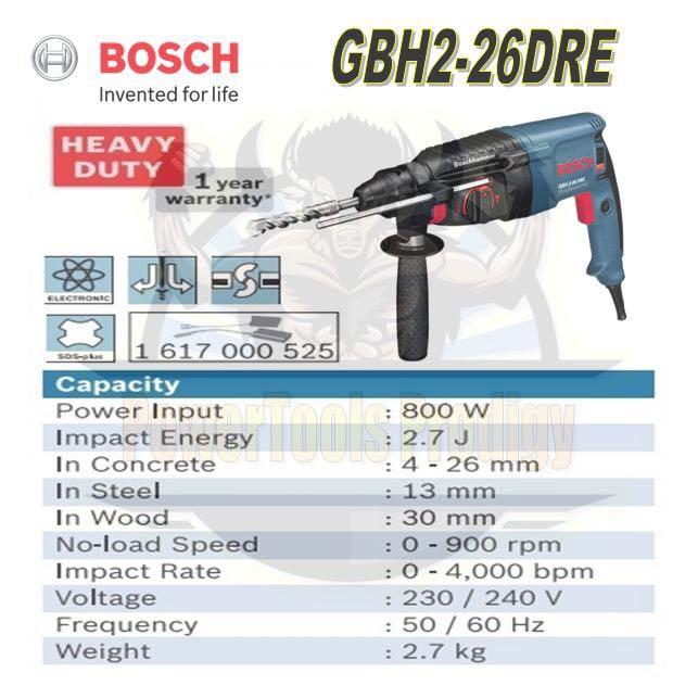 BOSCH GBH 2-26 DRE ROTARY HAMMER DRILL / 800W DRILL / DRILL CEILING ...