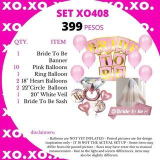 set xo408 - Bride To Be Banner Pink Ring Foil Balloon She Said Yes Future Mrs Veil Sash Pink Balloons