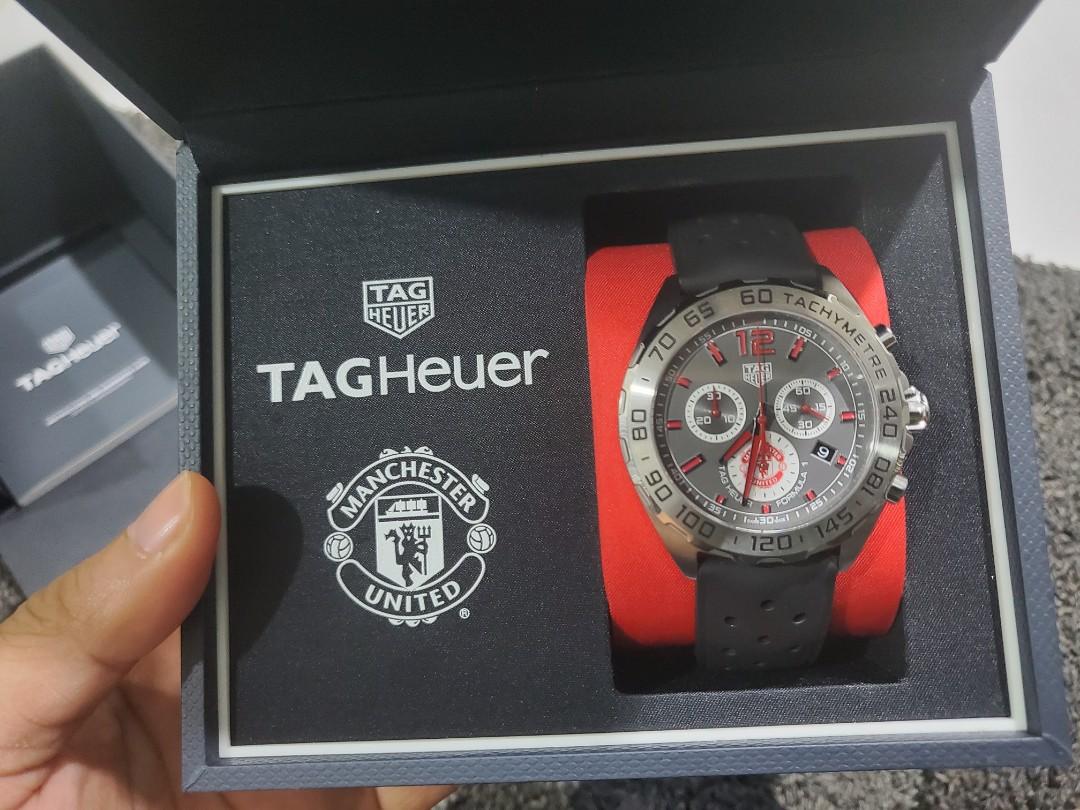 Tag Heuer Formula 1 Manchester United Special Edition Grey Dial Black Silicone Strap Watch for Men - CAZ101M.FT8024