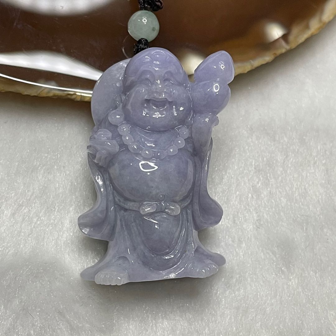 Type A Full Lavender Jade Jadeite Milo Buddha 40.47g 43.5 by 29.2