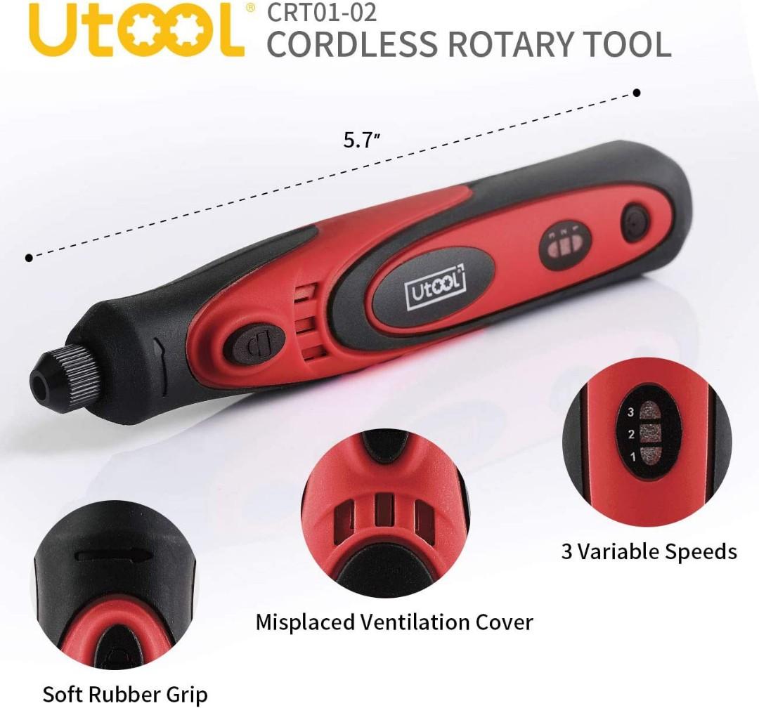 Utool Cordless Rotary Tool Utool 3.6V Li ion Rotary Tool with 42 Accessories USB Charging Cable and 3 Variable Speed of 5000 15000rpm for Delicate