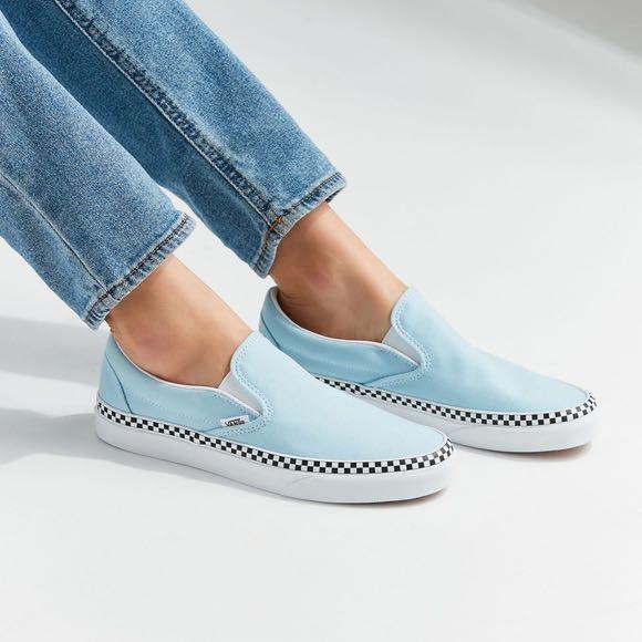 Light blue vans outlet with checkered foxing