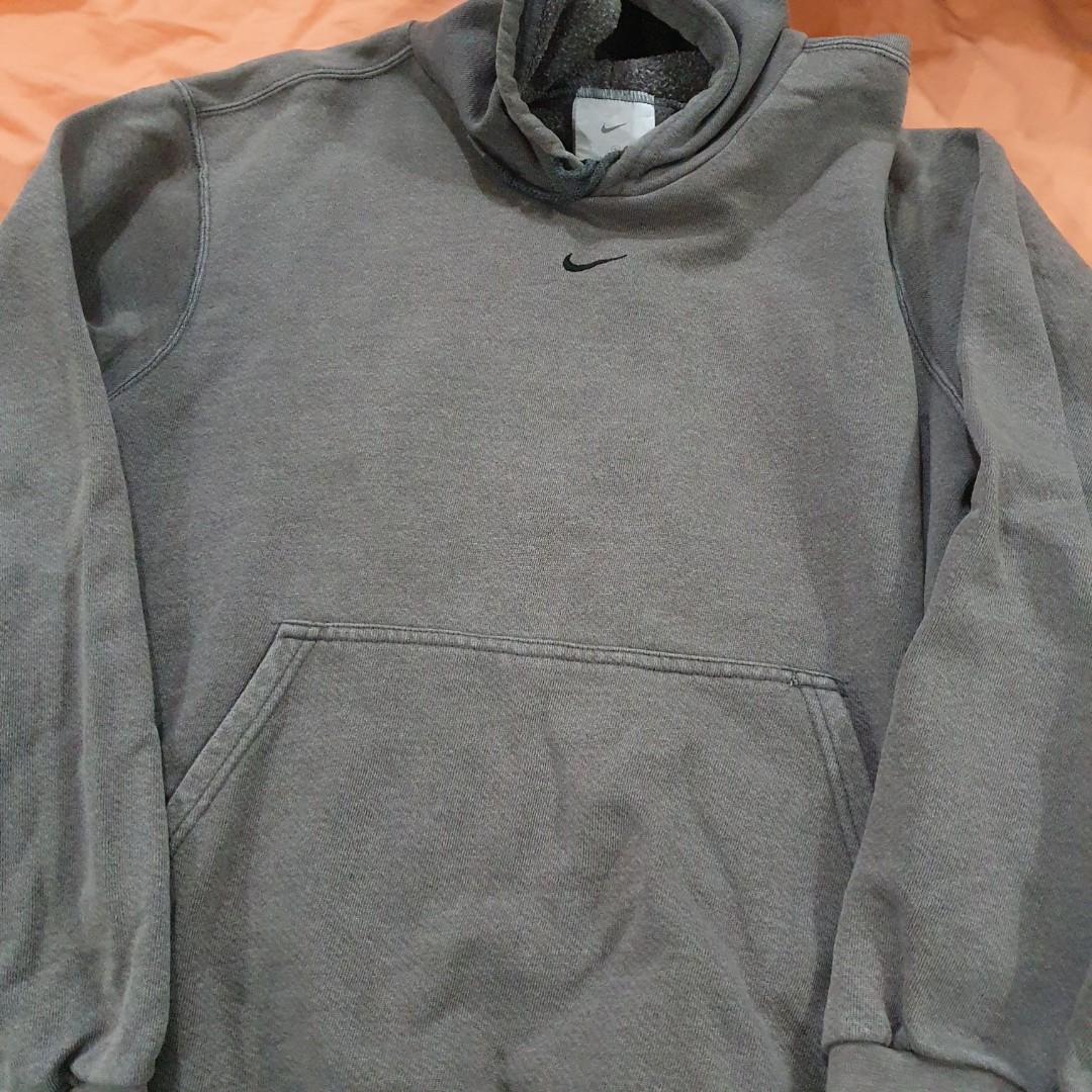 Vintage y2k Nike Center Swoosh Hoodie Charcoal Men s Fashion