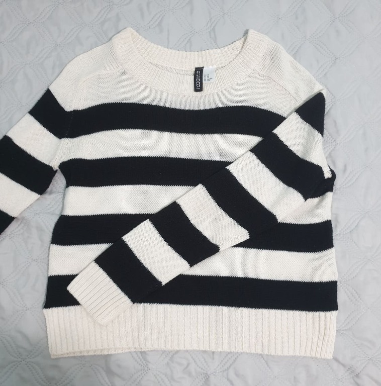 Black and white 2025 striped sweater h&m