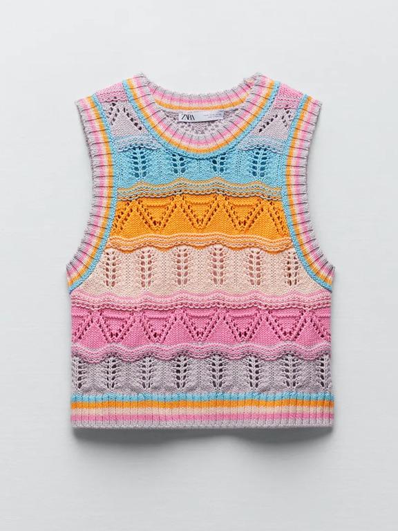 Zara crochet knit top clearance