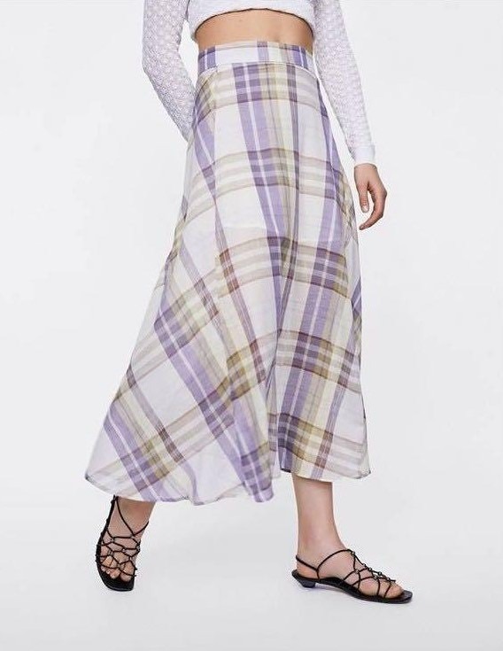 Zara plaid long flowy skirt Women s Fashion Bottoms Skirts on Carousell