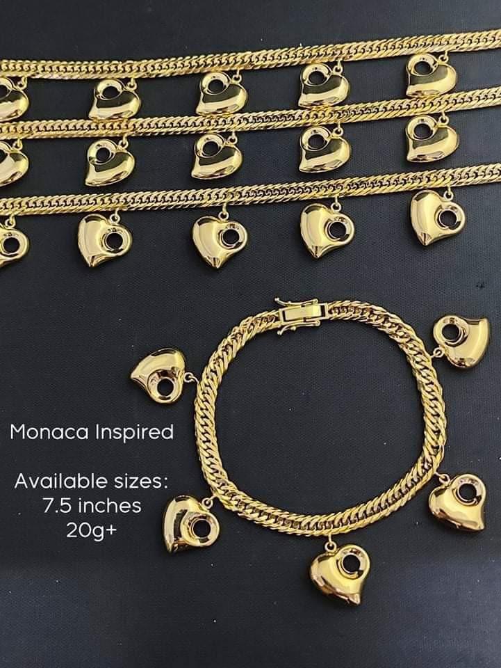 アクセサリー k18gold heart monaca bracelet,7.52g,17cm K18 japan gold monaca bracelet and monaca pendant #99 - YouTube