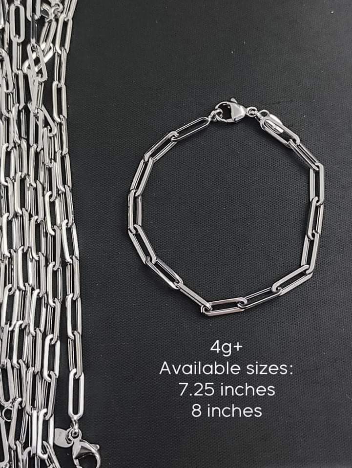 White gold paper shop clip bracelet