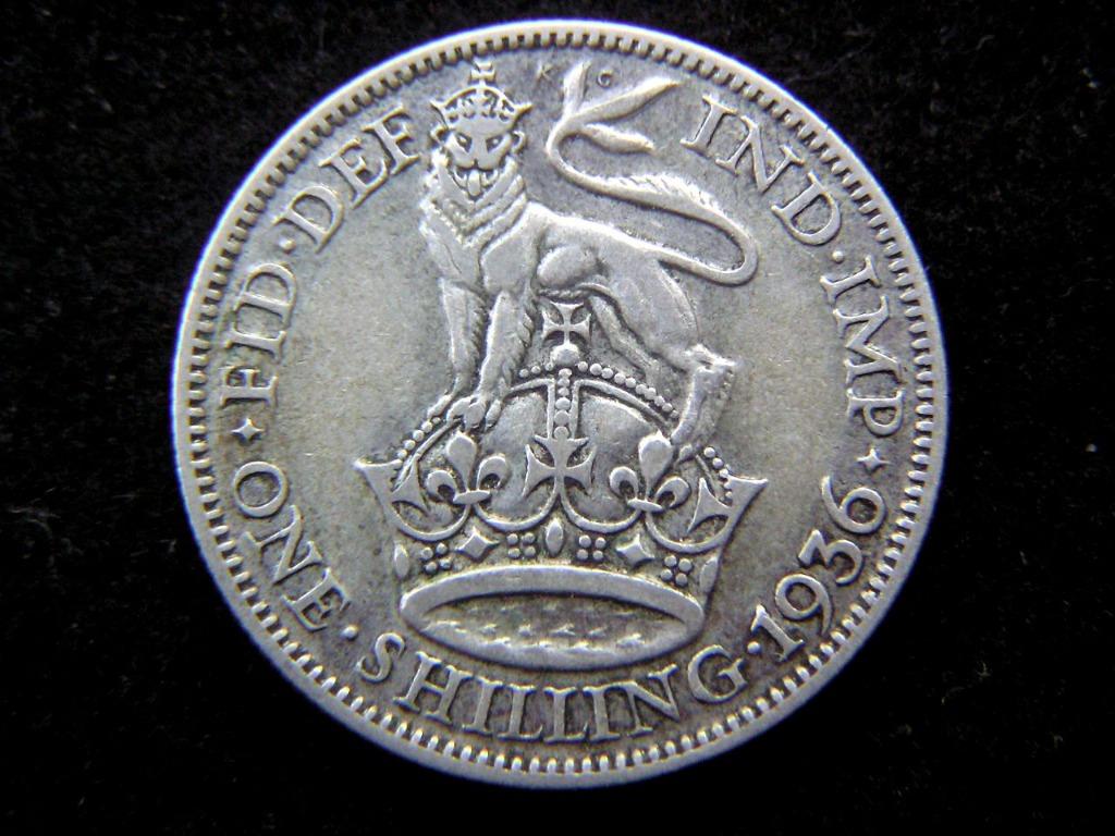 銀幣-1936年英國英格蘭雄獅English Lion盤皇冠徽壹先令(Silver Shilling)銀幣(英皇佐治五世像), 興趣及遊戲,  收藏品及紀念品, 錢幣- Carousell