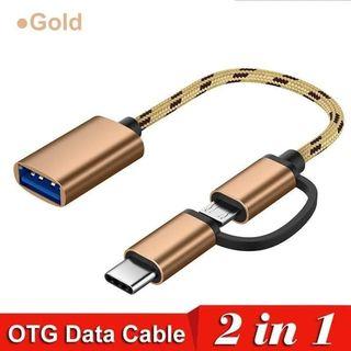 2 In 1 Type C / Micro USB To USB 3.0 OTG Adapter Date Transmission Cable For Android