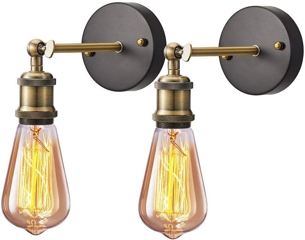 Edison Vintage Cage Wall Light Antique Wall Lamp Fixtures Bedside Bar Restaurant Hotel Lighting Decor 2 Pack E26 E27 Industrial Wall Sconce