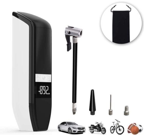 Nero Moto Display Digitale per Bici Mini Gonfiatore per Pneumatici Aviski Compressore dAria Portatile con USB Batteria Ricaricabile 6000mAh Palline Pompa per Elettrica con Luce di Emergenza 