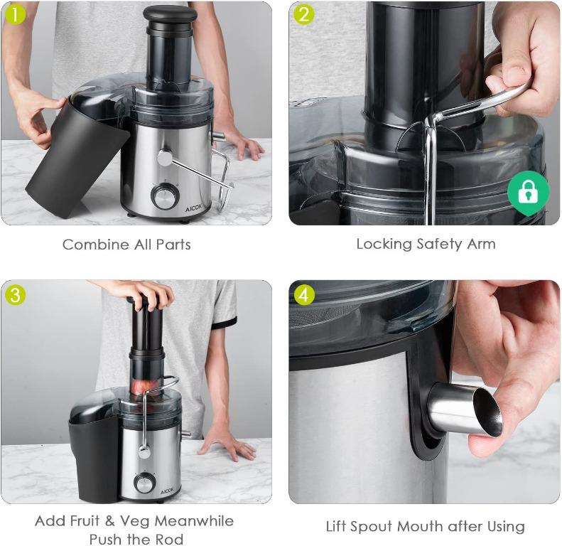 AICOK Juice Extractor ModelGs332 Black/Steel, TV & Home Appliances