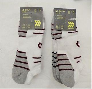 All In Motion (by Target) No Show Socks 3-Pair Size 6-12 NewUSA