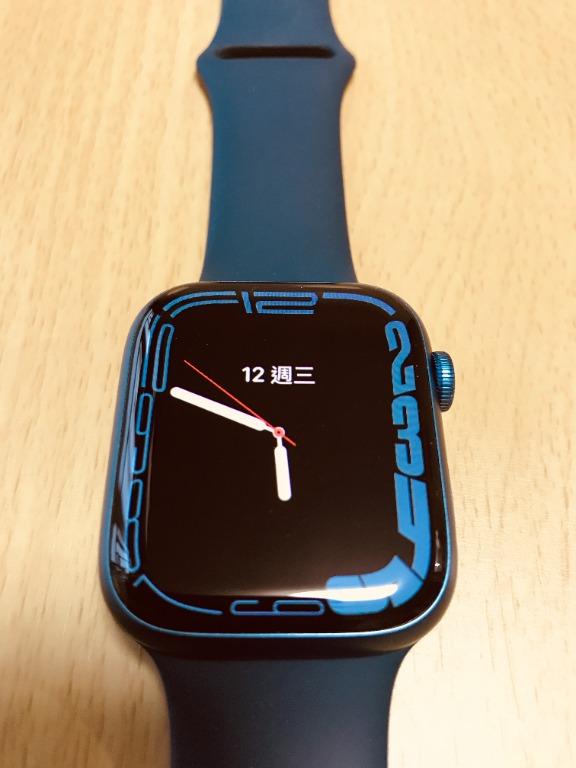 Apple Watch Series 7 (GPS) 45mm 藍色鋁金屬錶殼配藍色運動錶帶, 手提