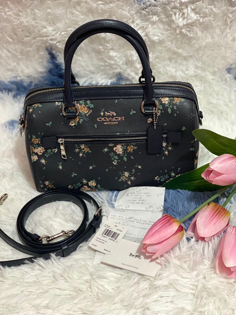 COACH ROWAN SATCHEL WITH ROSE BOUQUET PRINT