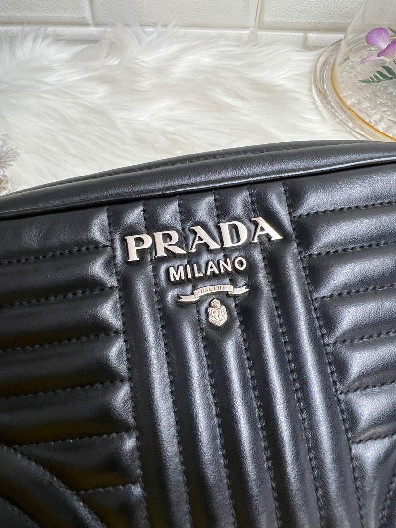 Authentic Prada Diagramme Crossbody Bag In Black Leather, Luxury, Bags