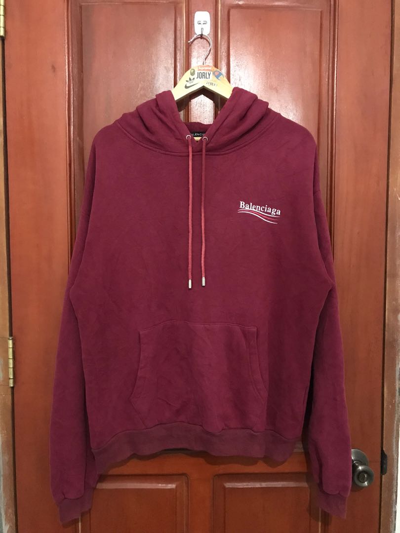 BALENCIAGA HOODIE MAROON, Men's Fashion, Coats, Jackets and Outerwear on  Carousell