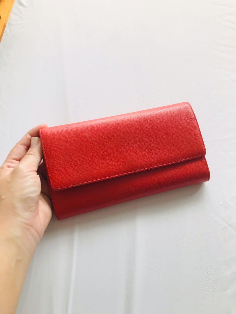Red leather sale wallet womens