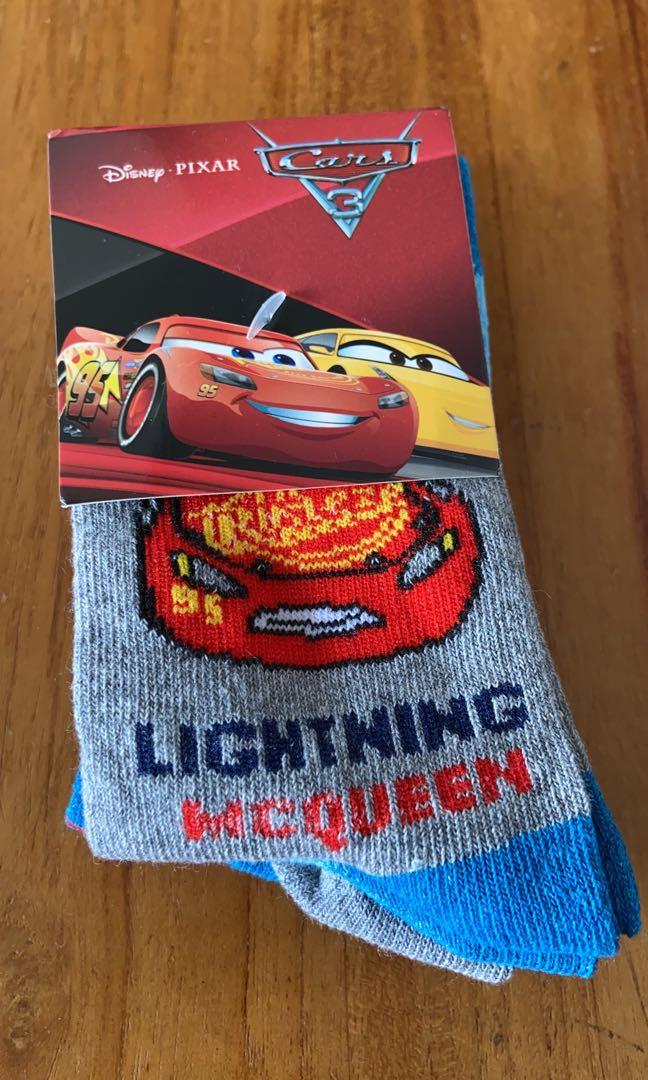 Brand New Disney Pixar CARS Lightning Mcqueen Socks Set of 3 Crew
