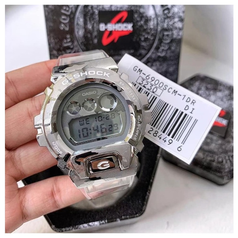 Casio G-Shock GM-6900SCM-1D Special Color Skeleton Semi-Transparent Band &  Camouflage Pattern Men's Fashion Sport Watch GM-6900SCM-1 GM-6900SCM-1DR