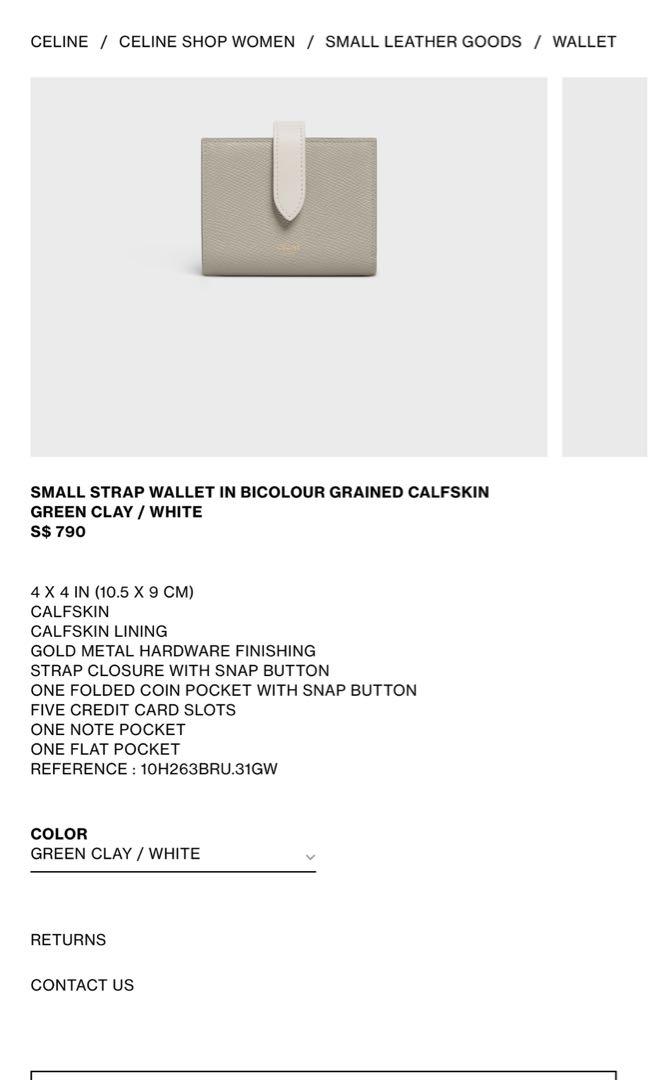 Women's Small Strap Wallet In Bicolour Grained Calfskin, CELINE