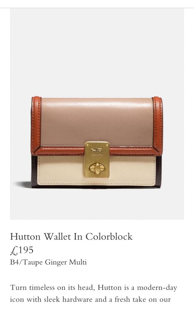Coach Hutton Wallet, Women's Fashion, Bags & Wallets, Wallets & Card ...