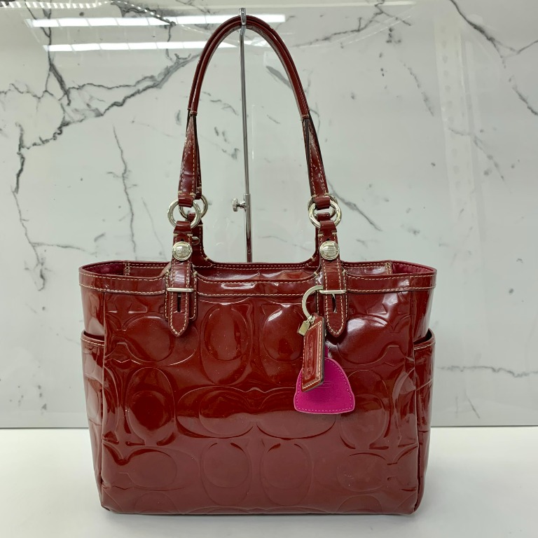 Red leather cheap coach purse