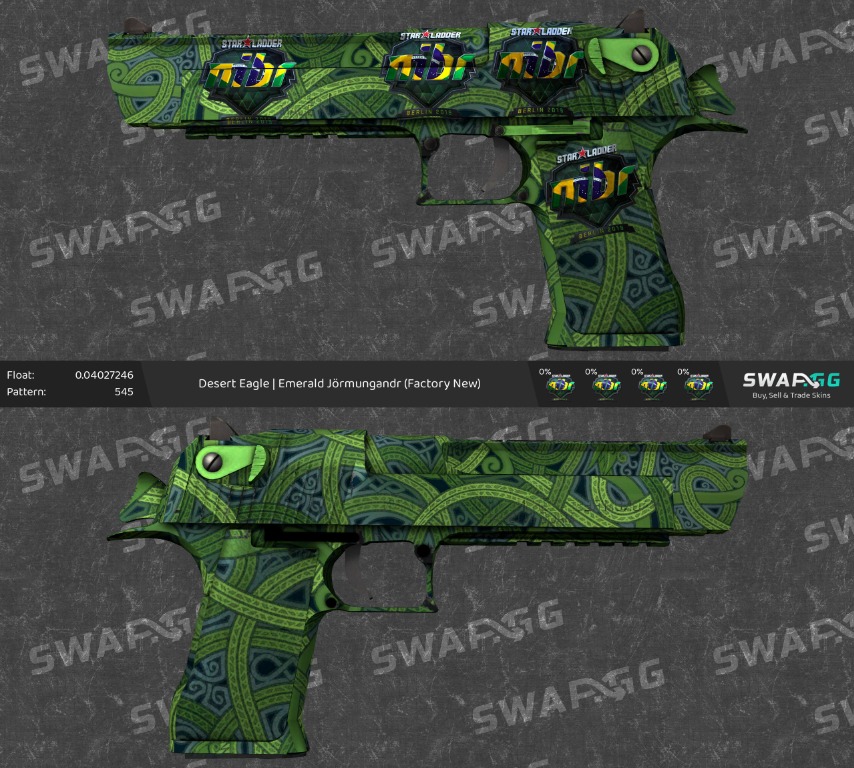 CSGO Desert Eagle Emerald Jörmungandr FN w 4 MIBR Foil, Video Gaming