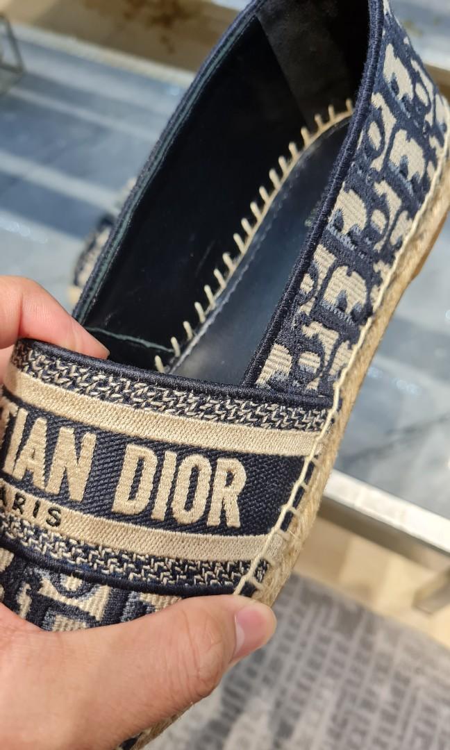 Deep blue dior granville new arrivals dior oblique embroidered cotton espadrille