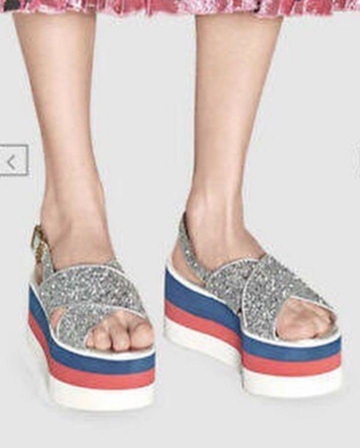 gucci silver platform sandals
