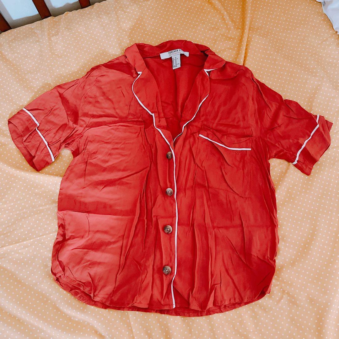 burnt orange button up shirt women's