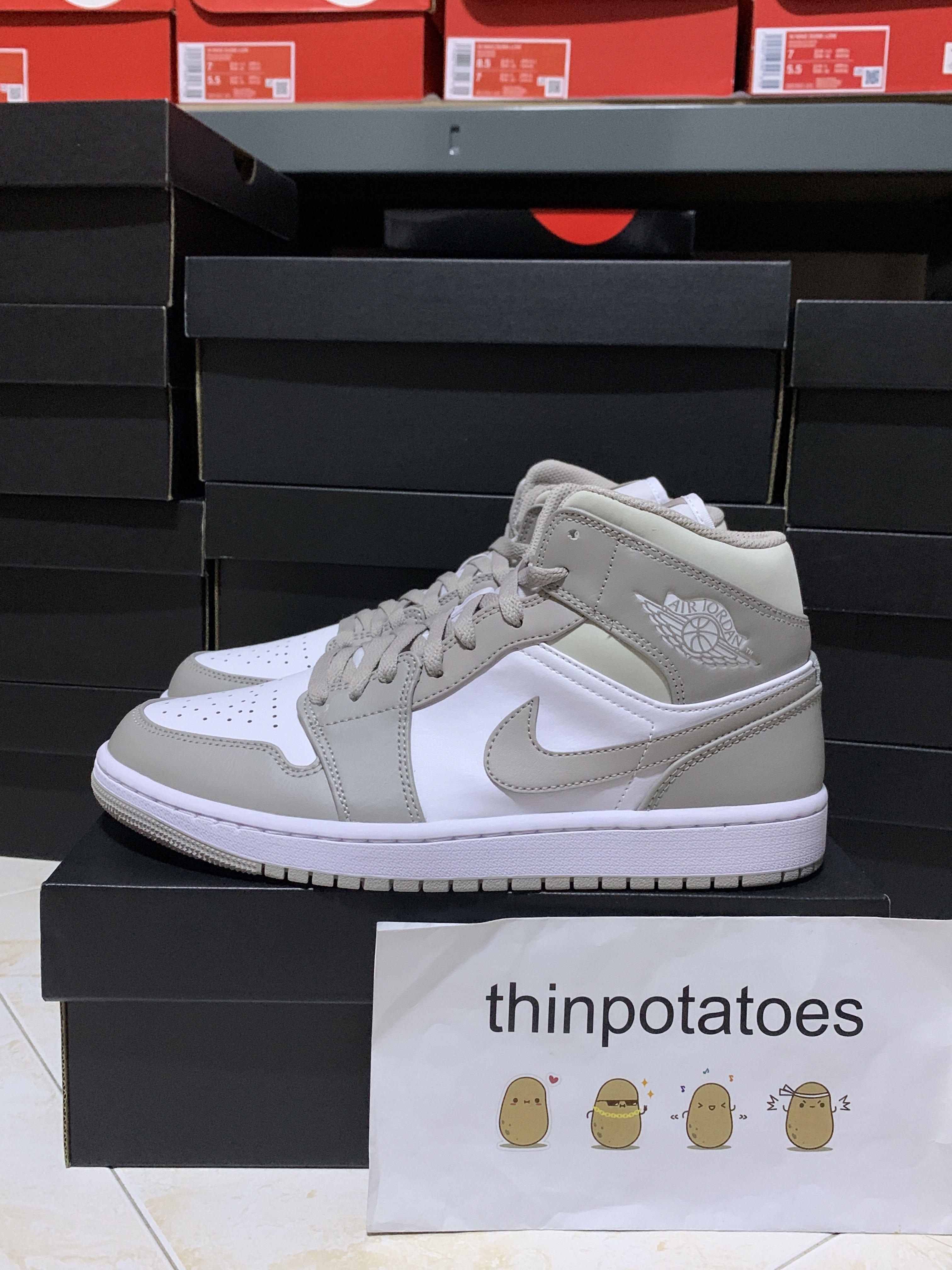 FULL SIZES Air Jordan 1 Mid Linen Light Bone Men s Fashion