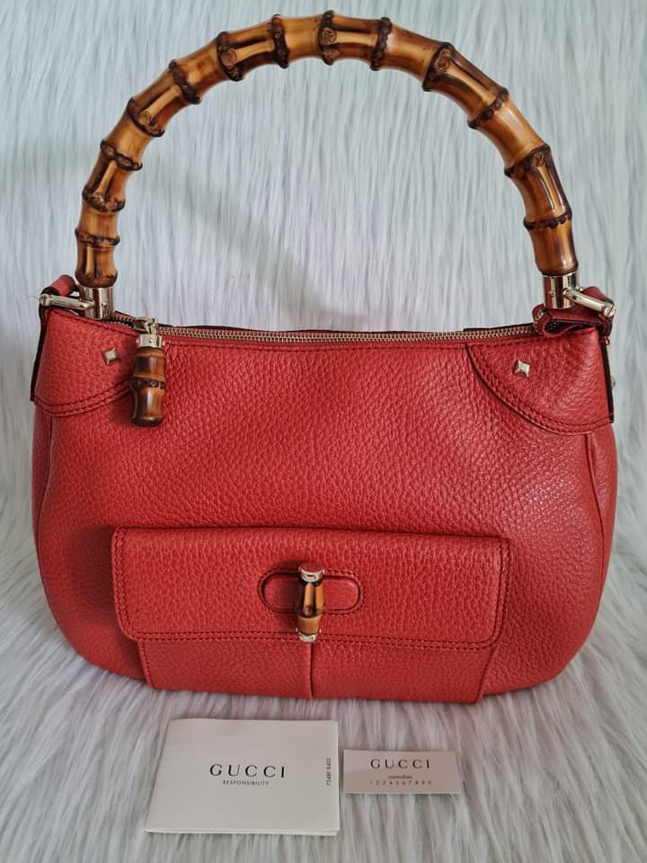 Gucci Bamboo Red Shoulder Bag Luxury Bags Wallets on Carousell