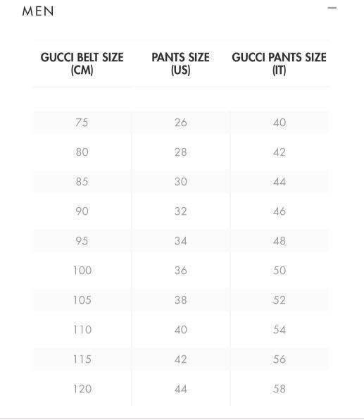 Gucci belt on sale sizes men