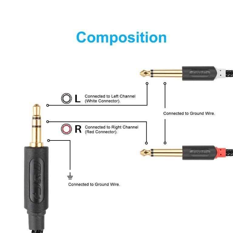 J&D USB-C to 6.35mm 1/4 inch TS Audio Cable, Gold Plated USB Type C to  6.35mm 1/4 Male Mono Interconnect PVC Shelled Aux Adapter Cable Compatible