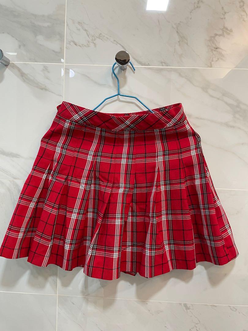 HM red tartan skirt, Women's Fashion, Bottoms, Skirts on Carousell
