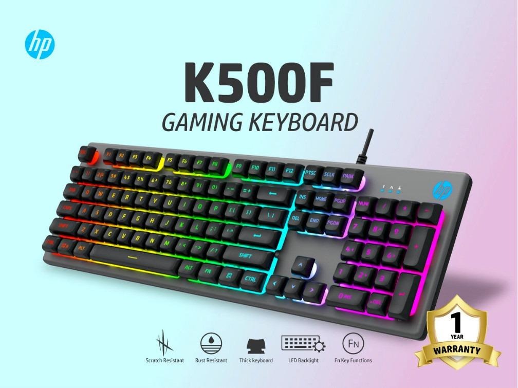 HP K500F Wired USB Mechanical Gaming RGB Keyboard with Height
