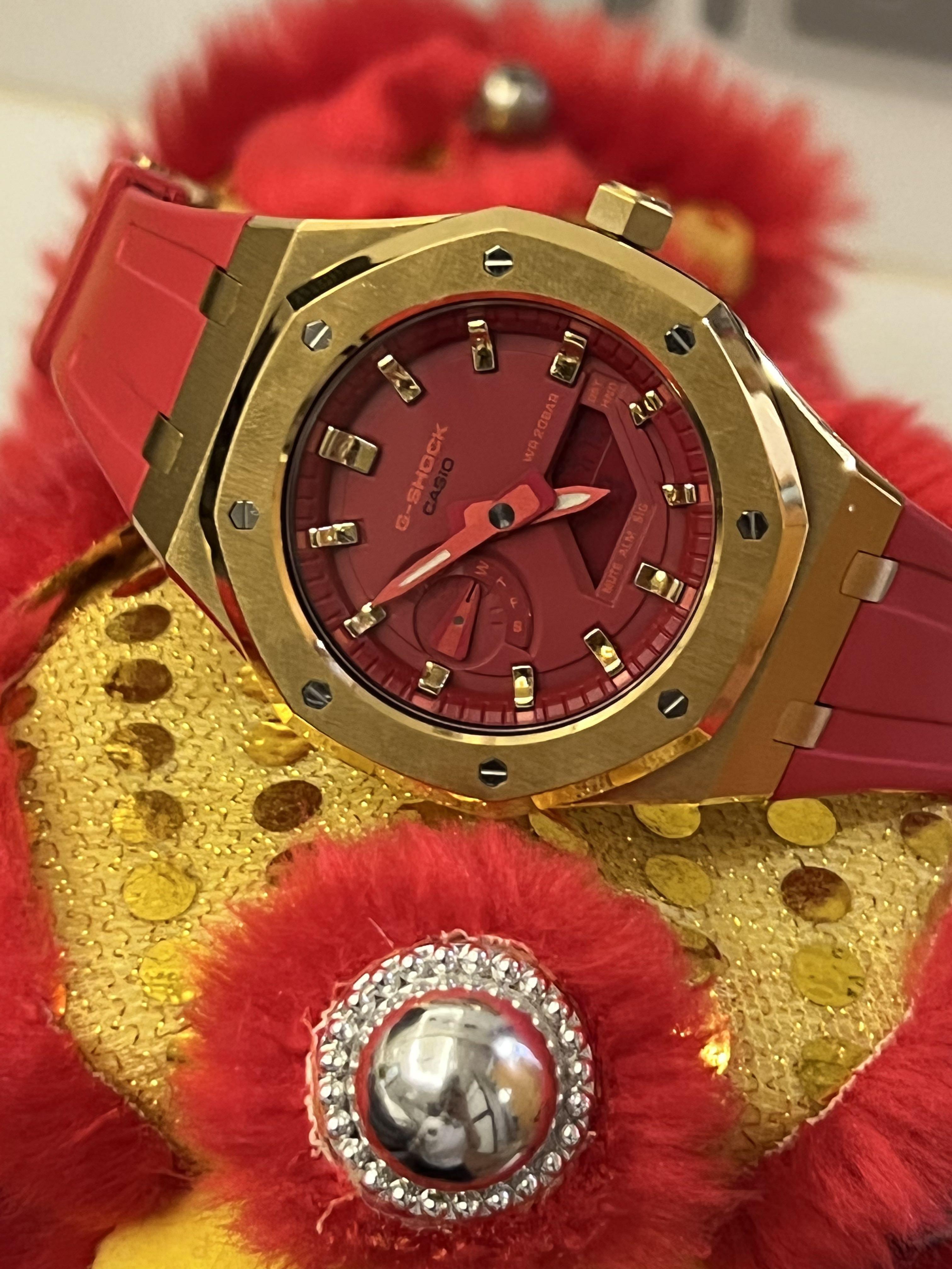 Huat theme CASIO GSHCOK GA2100 ga2110 ga 2100 red gold flashy
