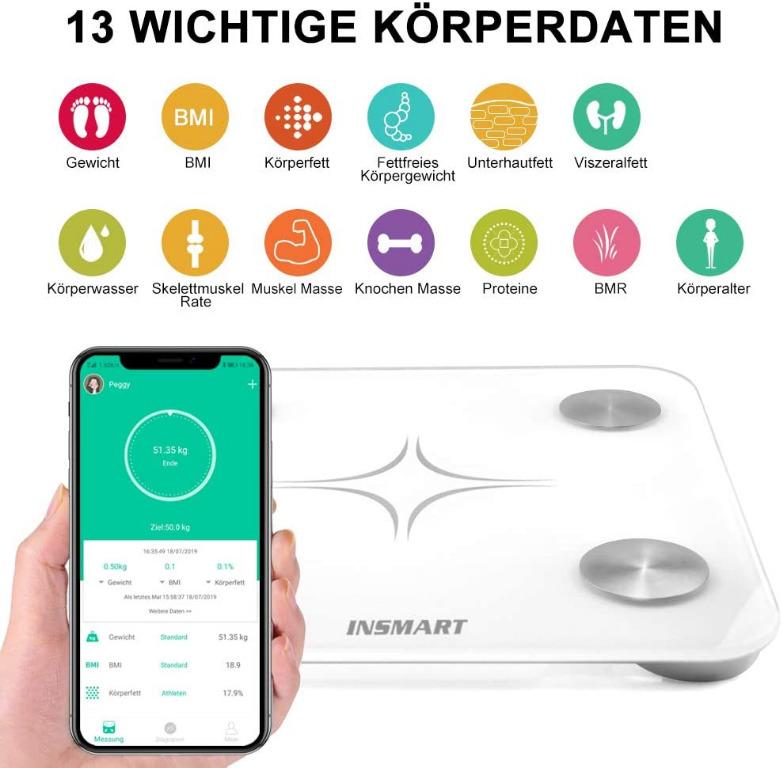 INSMART Body Fat Scales, Health & Nutrition, Health Monitors & Weighing