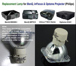 Lamp Replacement for BenQ, InFocus and Optoma Projector (Philips)